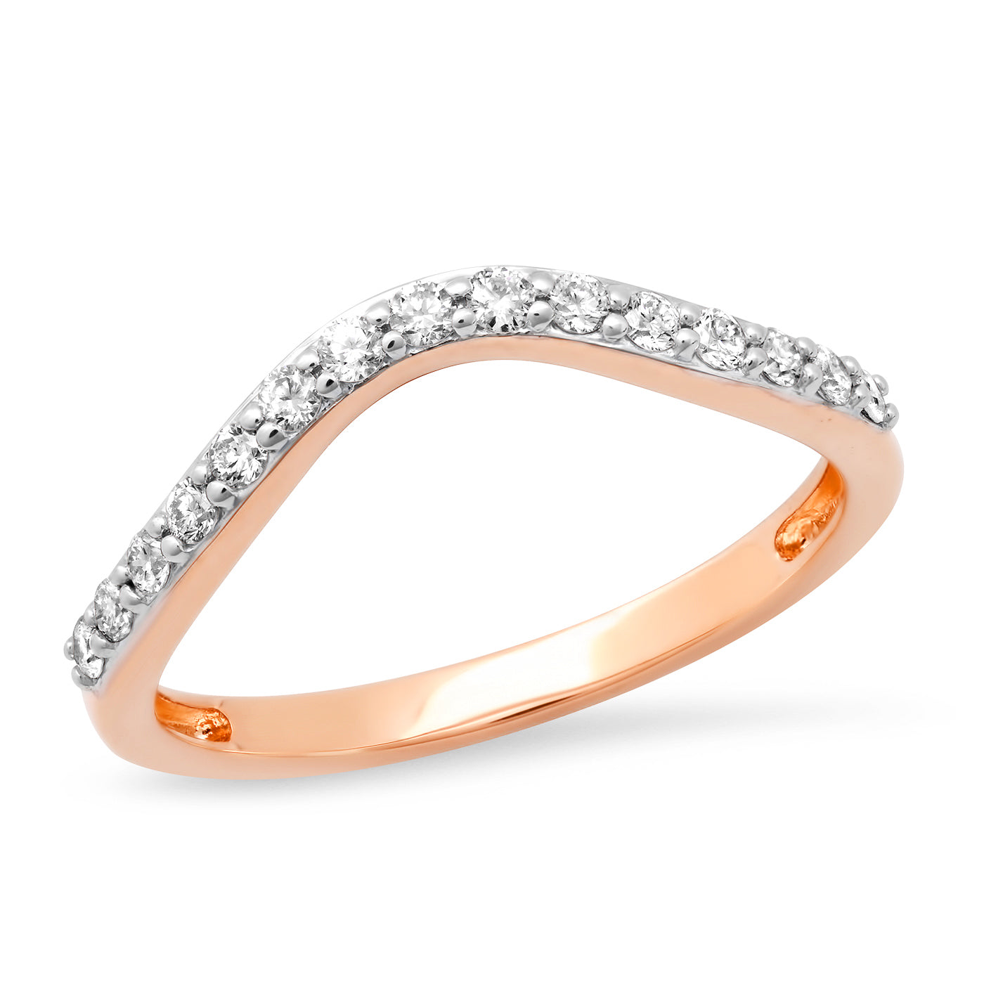14K Rose Gold Diamond Contour Band